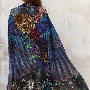 Boutique bird feather rose gypsy hippie boho luxury shawl scarf wearable art